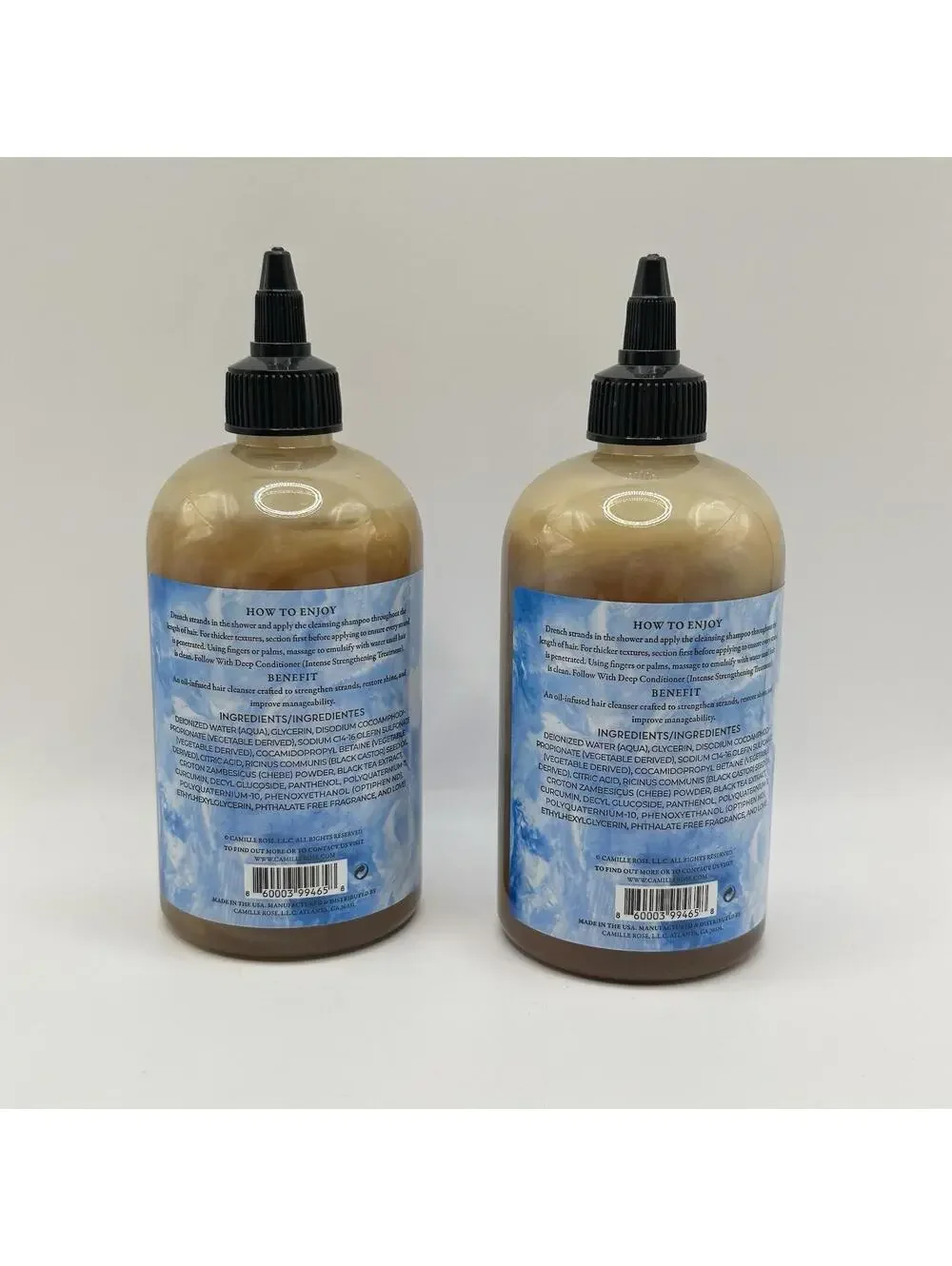 Lot of 2 Camille Rose Black Castor Oil Chebe Cleanse Scalp Treatment Shampoo